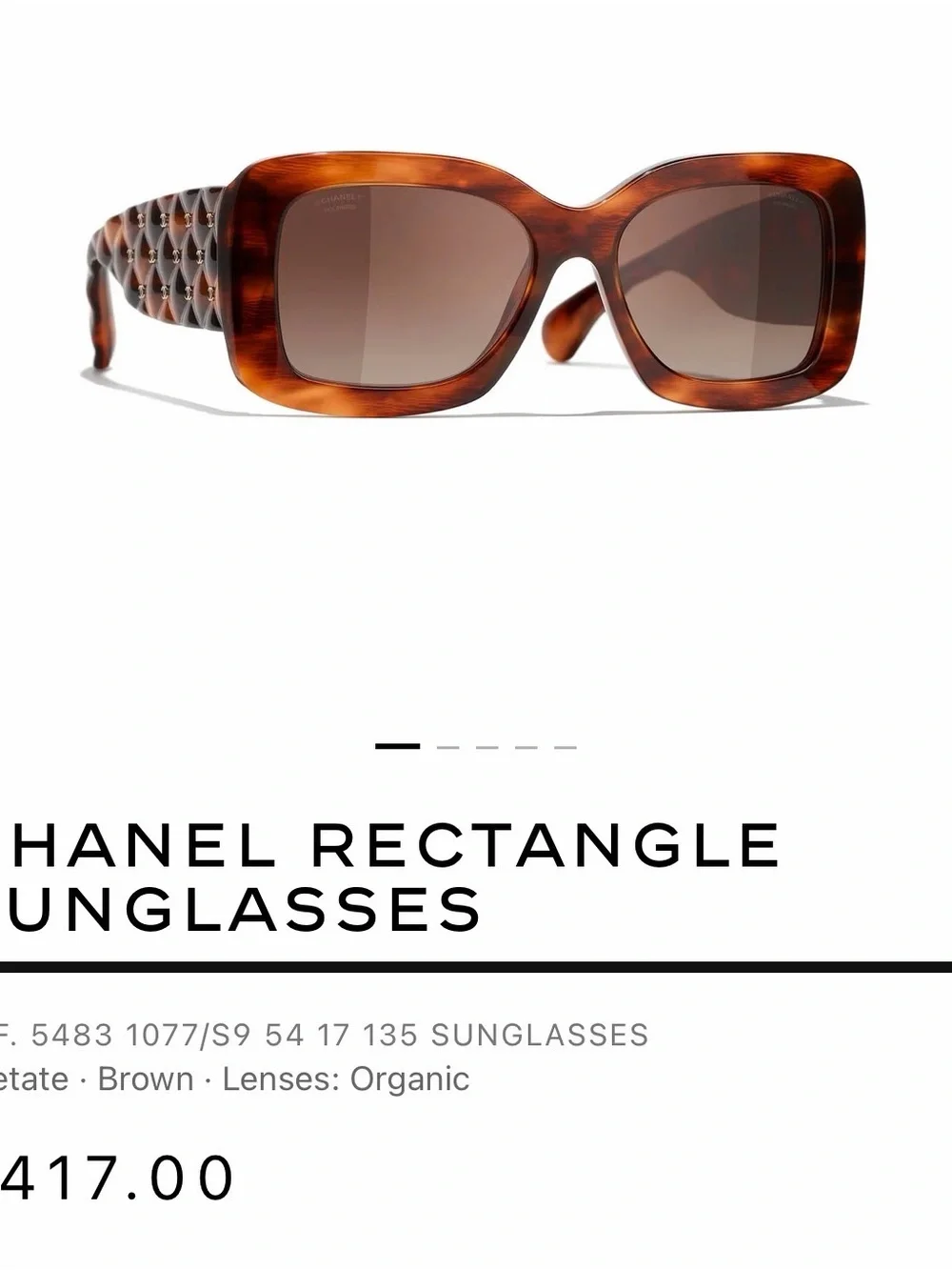 CHANEL Tortoiseshell Square Sunglasses